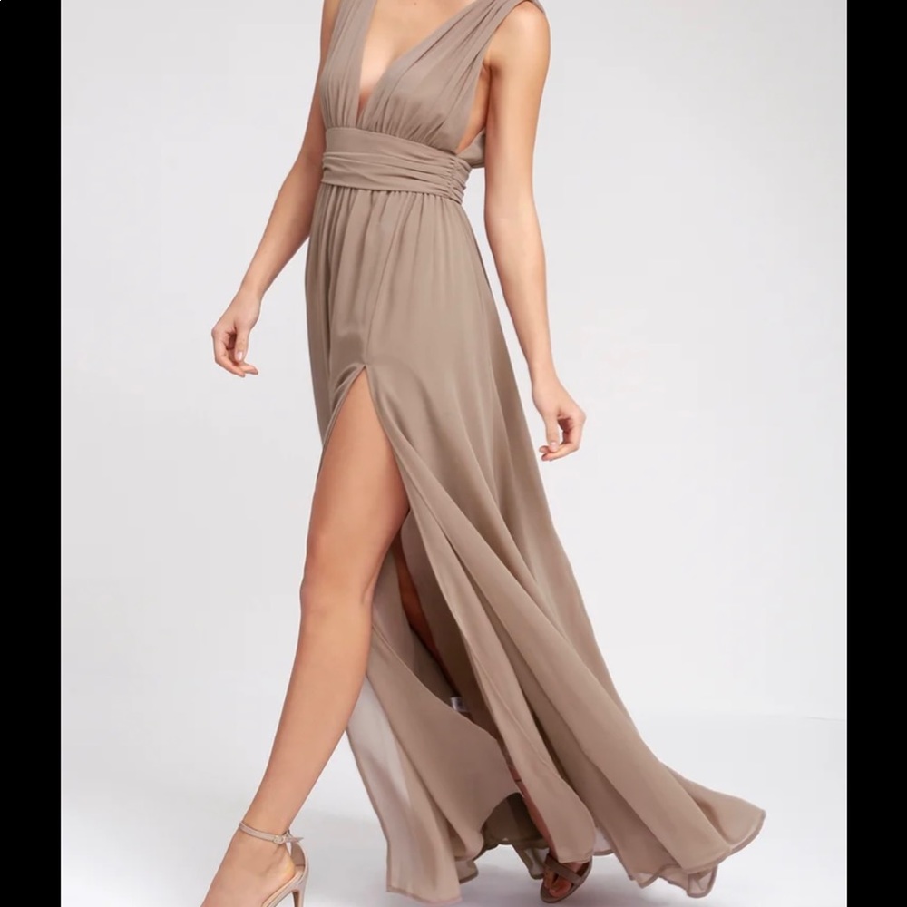 Heavenly Hues Taupe Maxi Dress
